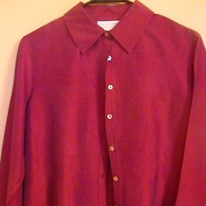 Silk button down shirt Worthingon plum pinstripe